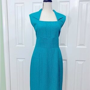 Delightful pebble texture Marc of NY teal sweetheart neck exposed back zipper 10
